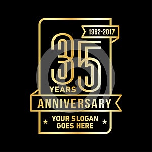 35 years celebrating anniversary design template. 35th logo. Vector and illustration.