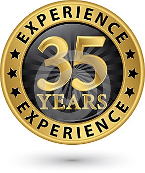35 years experience gold label, vector illustration