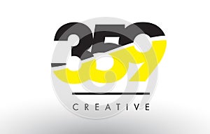 359 Black and Yellow Number Logo Design.