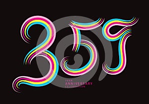 359 number design vector, graphic t shirt, 359 years anniversary celebration logotype colorful line,359th birthday logo, Banner