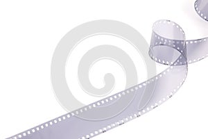 35mm film strip in white background, copy space cinema word with place for text,  film strip for festival, brochure, poster,