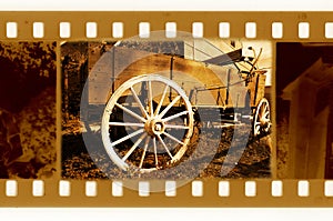 35mm frame photo with USA retro cart