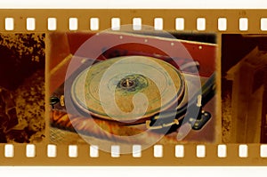 35mm frame photo with vintage gramophone