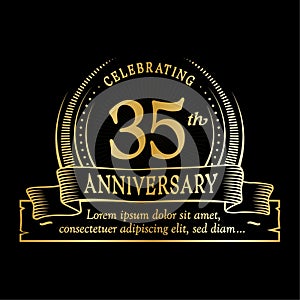 35th anniversary design template. 35 years logo. Thirty-five years vector and illustration.