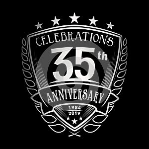 35th shield anniversary logo. 35th vector and illustration.