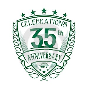 35th shield anniversary logo. 35th vector and illustration.