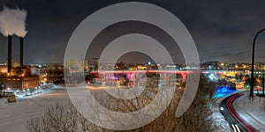 35W Bridge & Steam Plant at Night in Winter