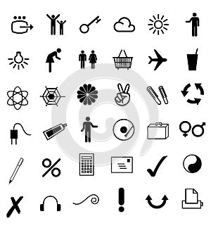 36 different icons - black