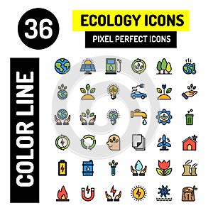 36 Ecology Color line icon, Modern ecology icons set, vector Illustration