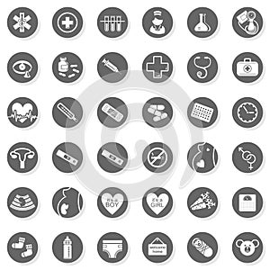 36 healthcare medical monochrome button set