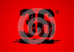 36 years anniversary celebration logotype on red background, 36th birthday logo, 36 number, anniversary year banner, anniversary