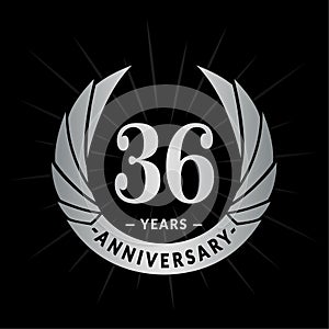 36 years anniversary design template. Elegant anniversary logo design. Thirty-six years logo.