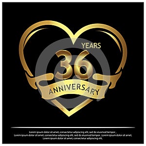 36 years anniversary golden. anniversary template design for web, game ,Creative poster, booklet, leaflet, flyer, magazine, invita