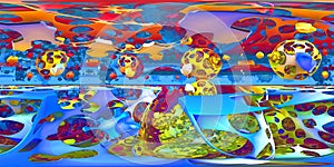 360 degree abstract, shape chaos panorama, equirectangular projection, environment map. HDRI spherical panorama.