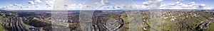 360 degree aerial panorama of Folsom California and Folsom Lake