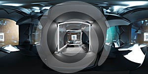 360 degree full panorama environment map of futuristic space station lab future technology concept 3d render