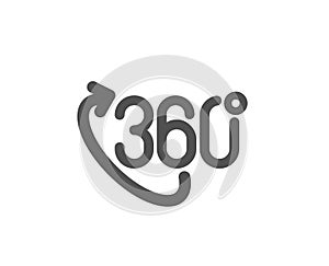 360 degree icon. VR technology simulation sign. Panoramic view. Vector