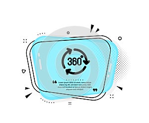 360 degree icon. VR technology simulation sign. Panoramic view. Vector