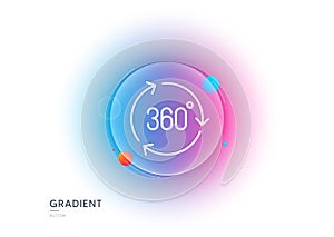 360 degree line icon. VR technology simulation sign. Panoramic view. Gradient blur button. Vector