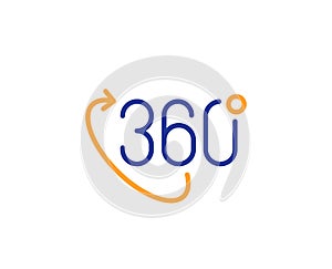 360 degree line icon. VR technology simulation sign. Panoramic view. Vector