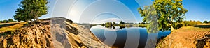 360 degree panorama of river landscape in Germany