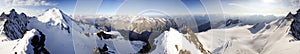 360 degree panorama view of the Mischabel mountain in the Valais near Saas Fee in the Swiss Alps