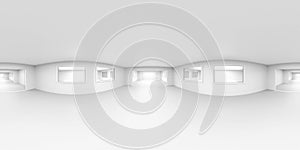 360 degree panorama of white laboratory building interior 3d render illustration