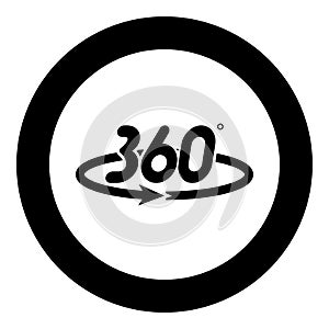 360 degree rotation arrow Concept full view icon in circle round black color vector illustration flat style image