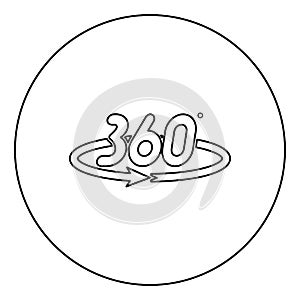 360 degree rotation arrow Concept full view icon in circle round outline black color vector illustration flat style image