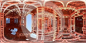 360 degree strange labyrinth world panorama, equirectangular projection, environment map. HDRI spherical panorama