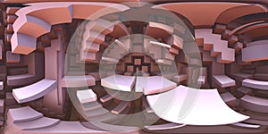 360 degree strange labyrinth world panorama, equirectangular projection, environment map. HDRI spherical panorama