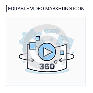 360-degree video line icon