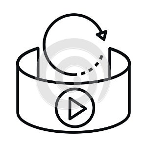 360 degree view, virtual reality, rotation arrows linear style icon design