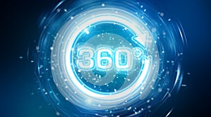 360 degree virtual reality neon interface 3D rendering