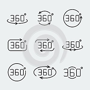 360 degrees rotation icon set