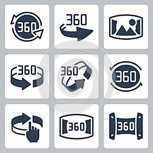 360 Degrees Rotation and Panoramic View Icons