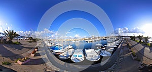 360 degrees view of Alghero harbor on a clear day