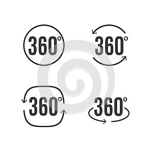 360 degrees view sign icon design. Vector symbol of rotation virtual 3d