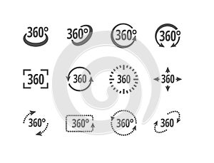 360 degrees view sign vector icons