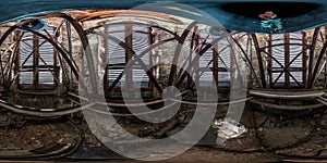 360 hdri panorama inside an ancient abandoned church bell tower or old building. full seamless spherical panorama in