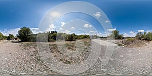 360 image of Devetashka cave with holes on the ceiling