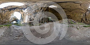 360 image of Devetashka cave with holes on the ceiling