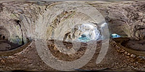 360 image of Devetashka cave with holes on the ceiling