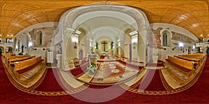 360 interior panorama of All Hallows Roman Catholic Church in Floresti, Romania