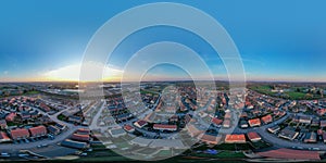 360 panorama view of Kingsdown Bridgwater Somerset, England at sunset