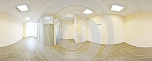 360 panorama view in modern empty apartment interior, degrees se