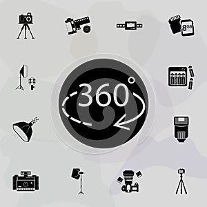 360 photo icon. Universal set of equipment photography for website design and development, app development