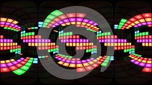 360 VR Colorful disco nightclub dance floor wall light grid background vj loop