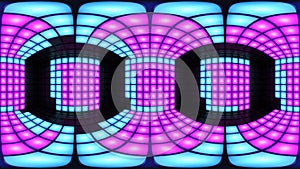 360 VR Colorful disco nightclub dance floor wall light grid background vj loop