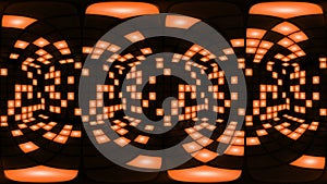 360 VR Orange disco nightclub dance floor wall light grid background vj loop